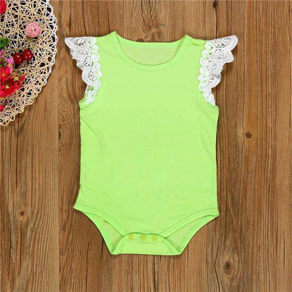 Newborn Summer Baby Lace Jumpsuit Green