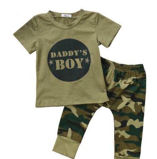 Newborn Tops Camouflage Pants Outfits Boys Army Green