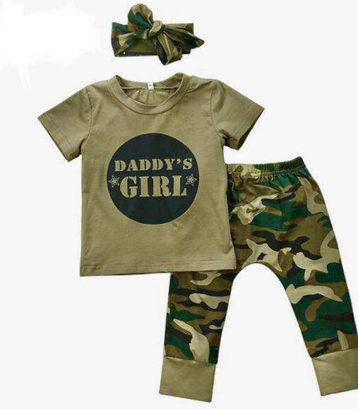 Newborn Tops Camouflage Pants Outfits Girls Army Green