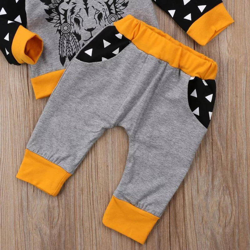 Newborn Unisex Indian Wolf Hoodie Romper Outfit
