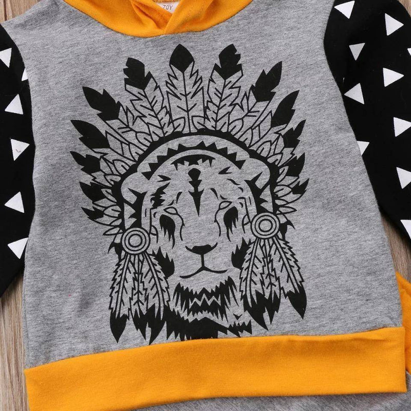 Newborn Unisex Indian Wolf Hoodie Romper Outfit