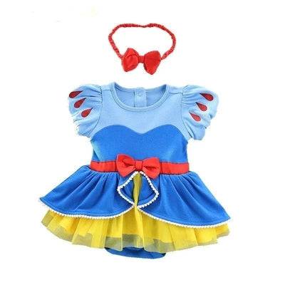 Set Newborn Girls Short Sleeve Bodysuit Headband Outfit Clothes Blue