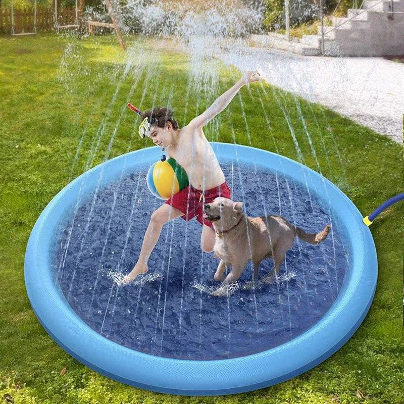 Kids Pets Water Non-Slip Splash Pad Pool Blue