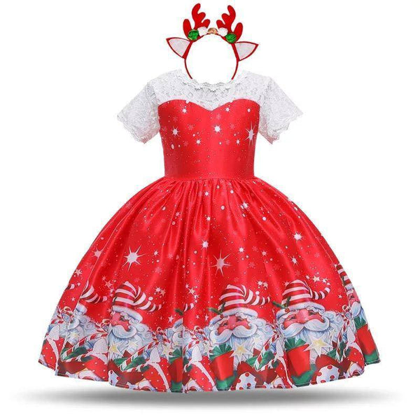 Princess Christmas New Year Santa Claus Snowflake Dress