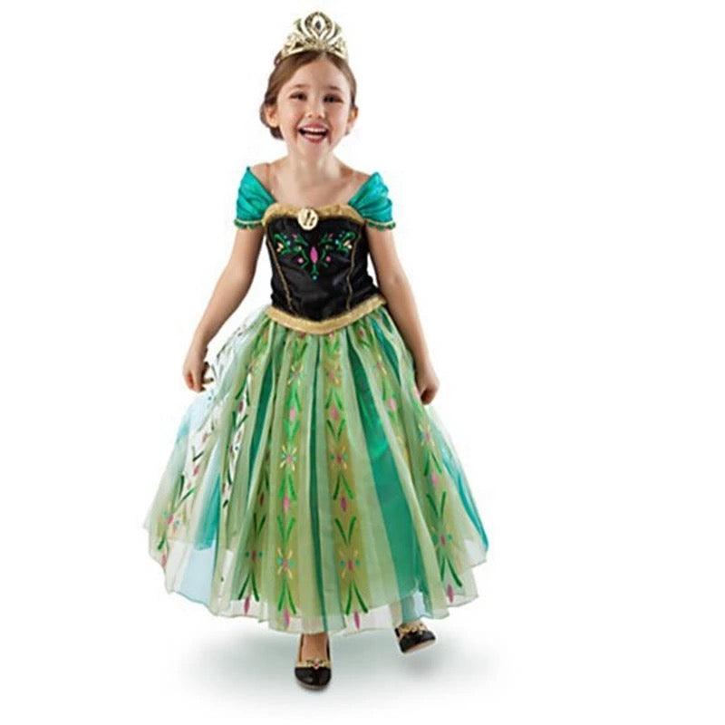 New Princess Elsa Anna Cosplay Costume Dresses Green