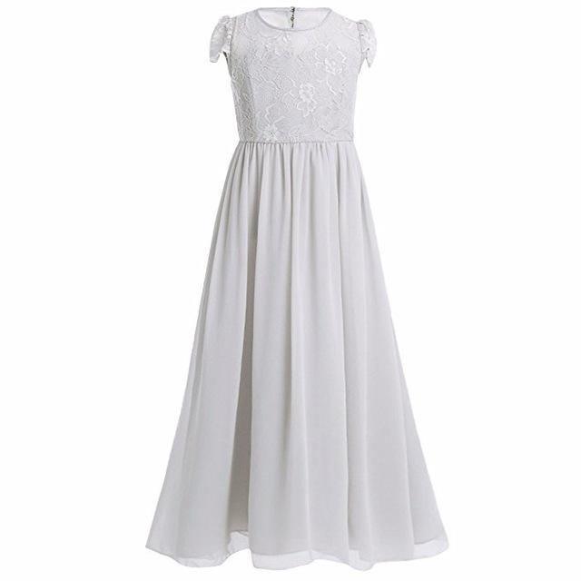 Princess European Short Sleeve Lace Flower Dress Dark Grey