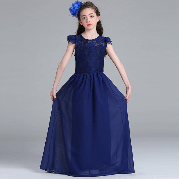 Princess European Short Sleeve Lace Flower Dress