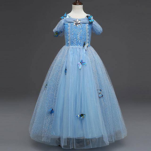Princess Fancy Cinderella Party Dress Blue sleeveless