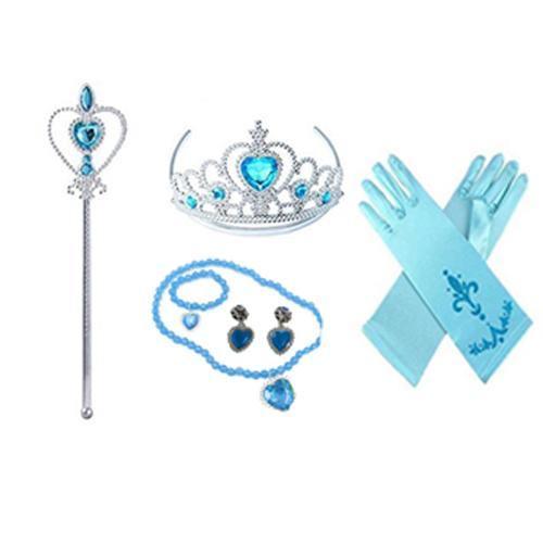 Princess Fancy Cinderella Party Dress Blue crown set