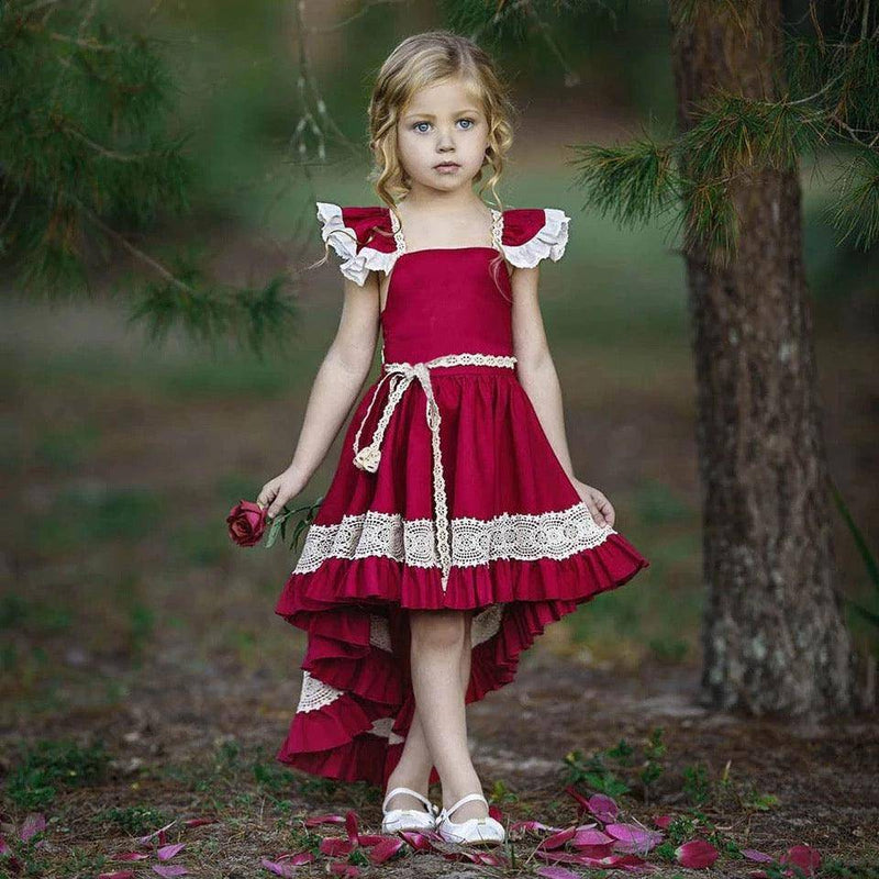 Princess Girls Backless Lace Pageant Dress