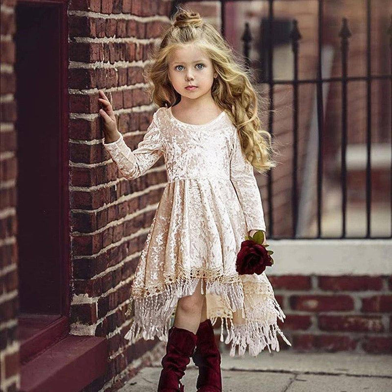 Princess Girls Solid Tassel Dress