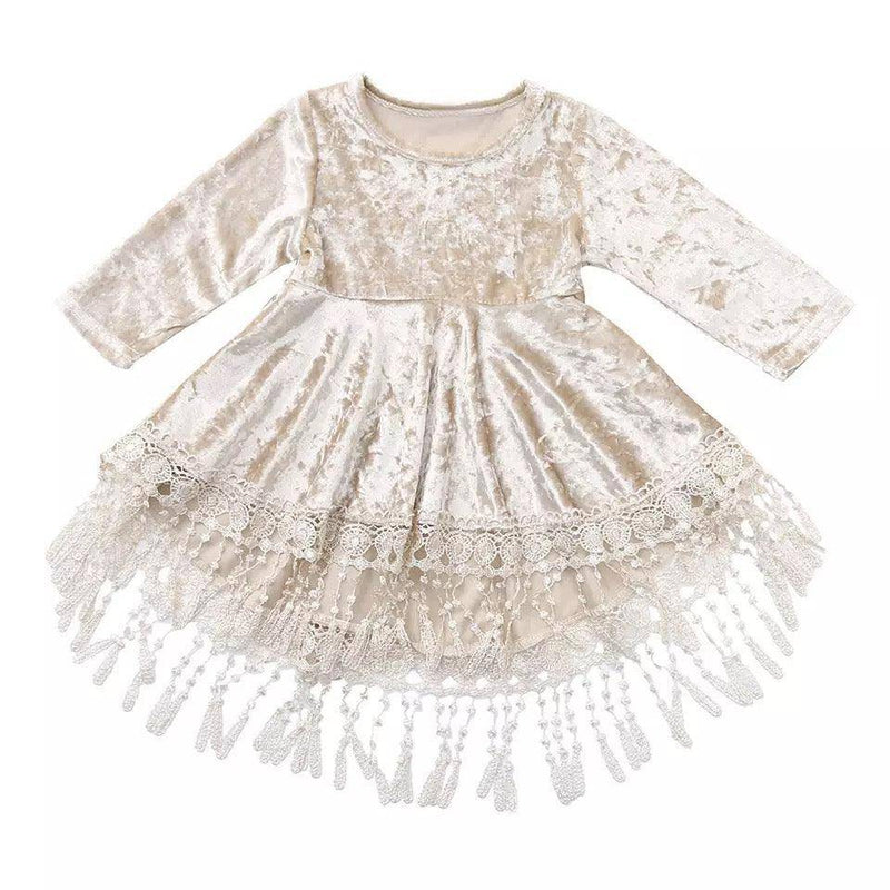 Princess Girls Solid Tassel Dress