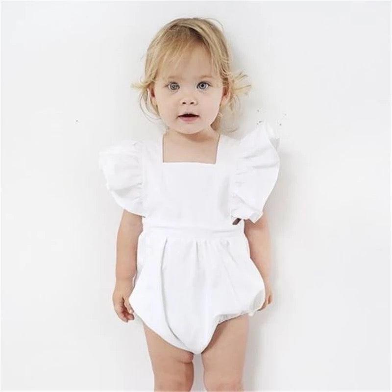 Princess Newborn Baby Romper Solid White White