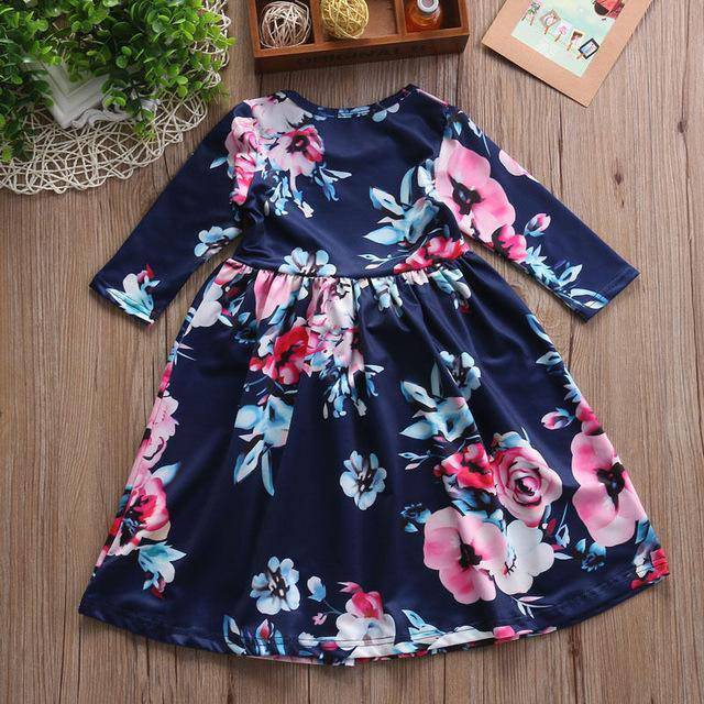 Princess Sunflower Ruffle Wedding Party Dress Blue