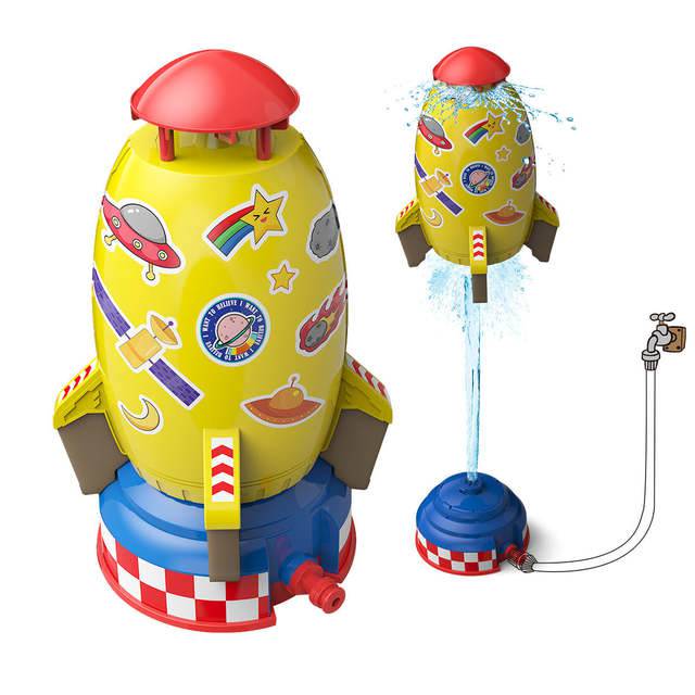 Kids Rocket Sprinkler Launcher Toys Yellow