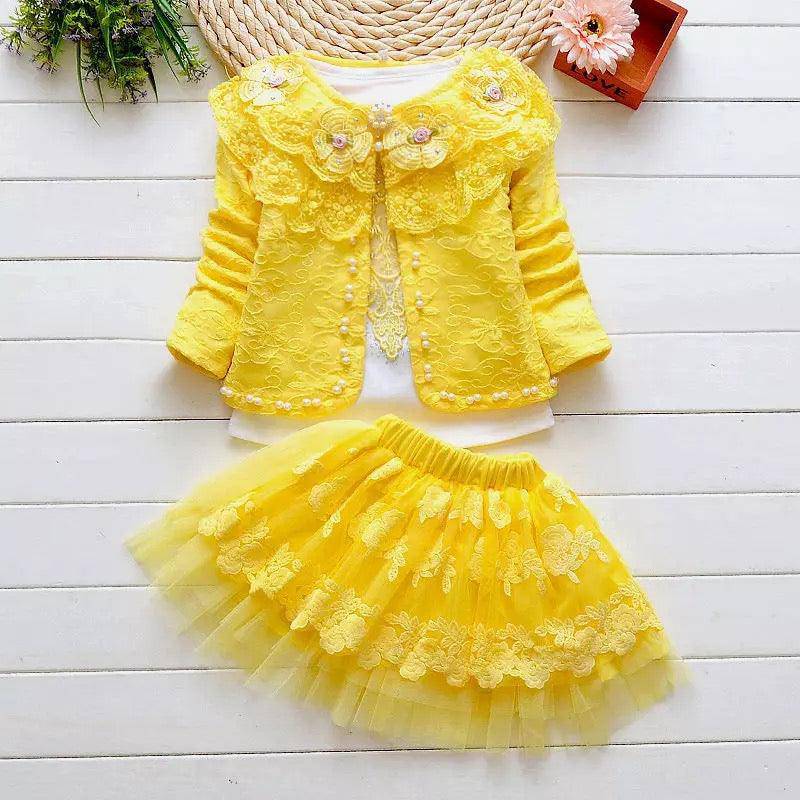 Rose Girls Long Sleeve Blouse Dress Clothes Yellow