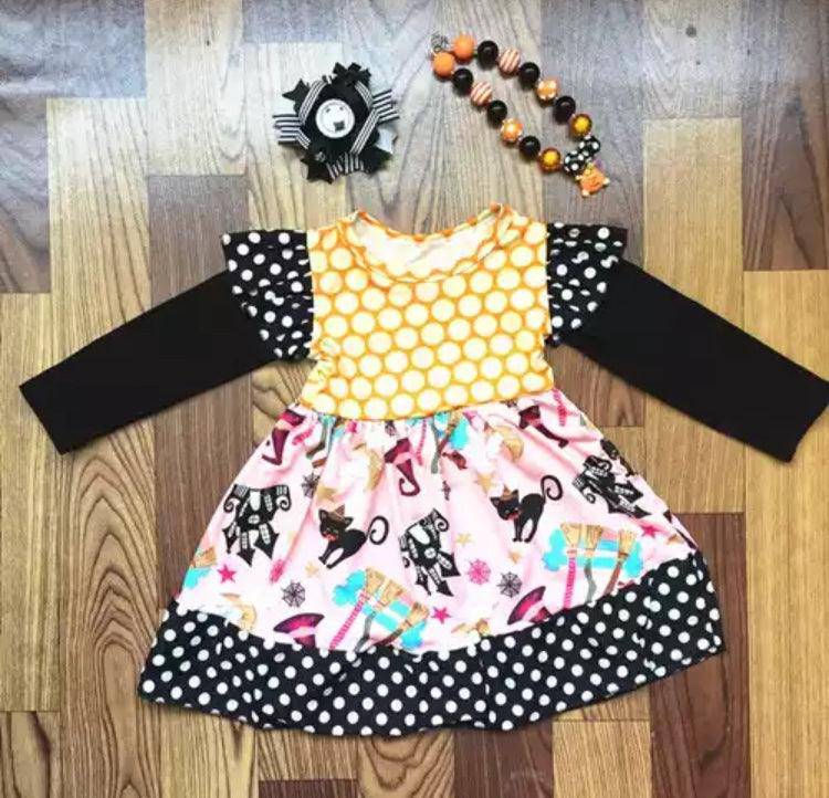 Sets Beautiful Halloween Bow Necklace Dress Black