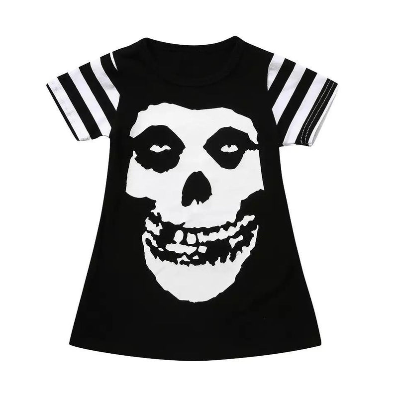 Short Sleeve Girls Halloween Skull Costume Party