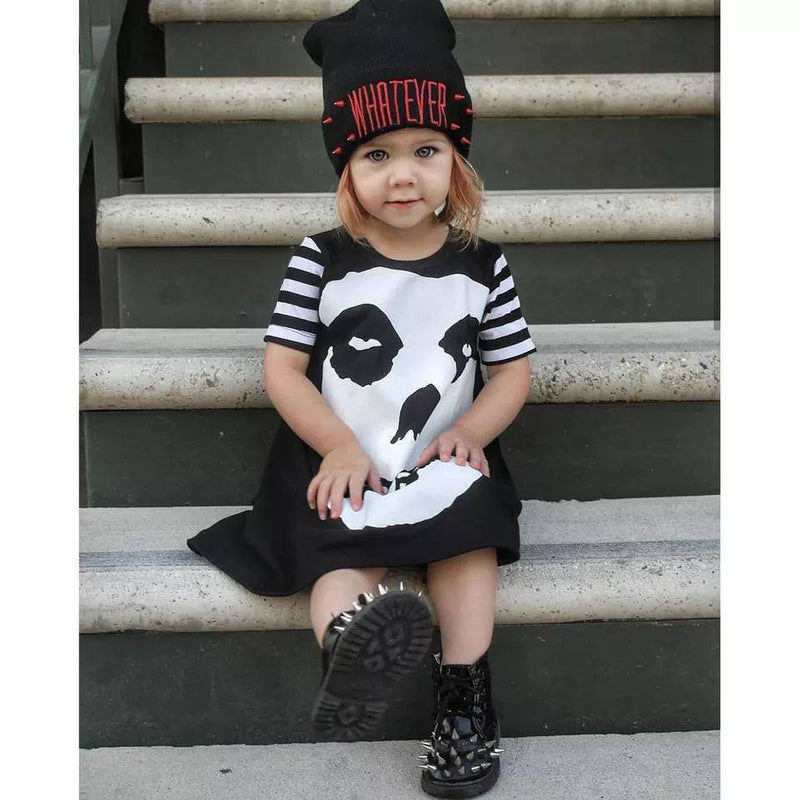 Short Sleeve Girls Halloween Skull Costume Party