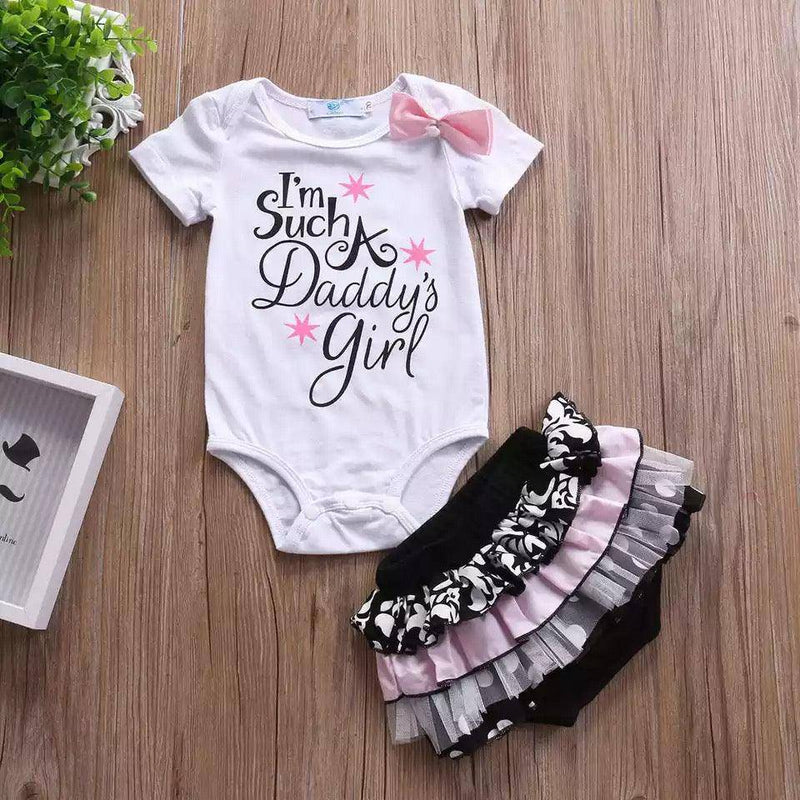 Short Sleeve I'm Such A Daddy Girl Pant Ruffles Bodysuit White