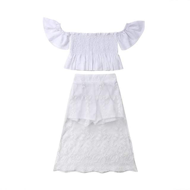 Short Sleeve White Top Long Skirt Outfit