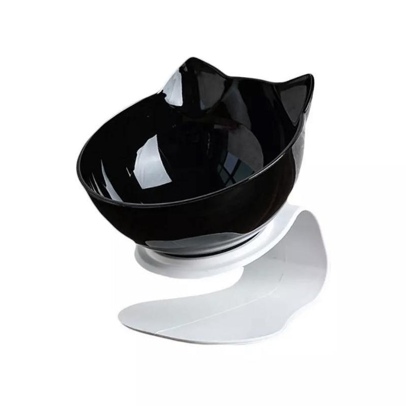 Single & Double Bowl Cat With Raised Stand Pet Food Black