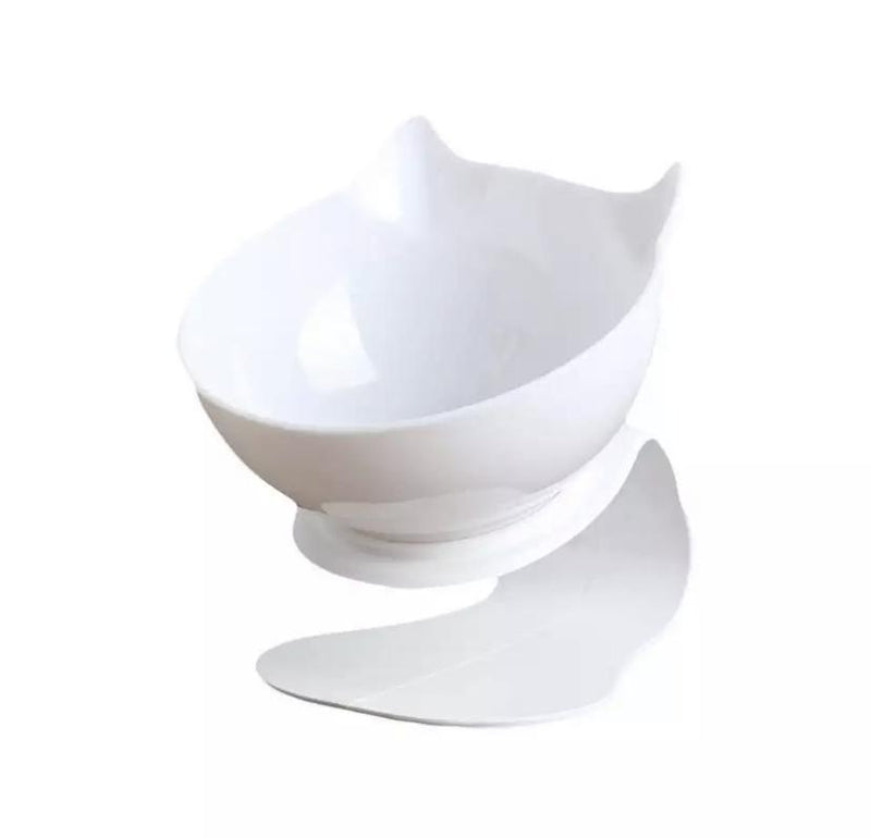 Single & Double Bowl Cat With Raised Stand Pet Food White