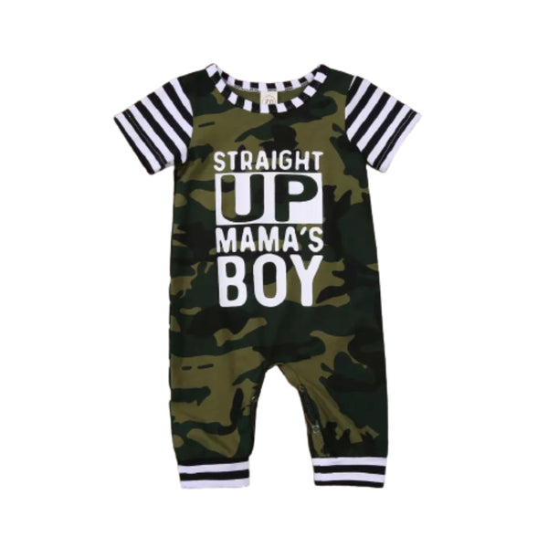 Straight Up Mama's Boy Romper Jumpsuit Green