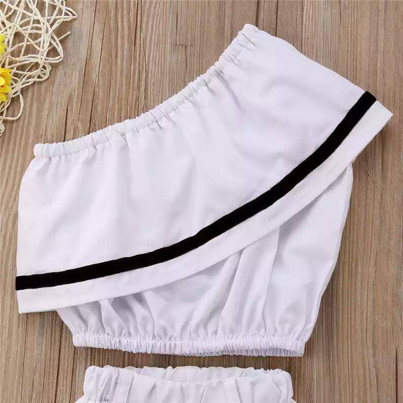 Stylish Girls One Shoulder Bell Bottom Pants Clothes