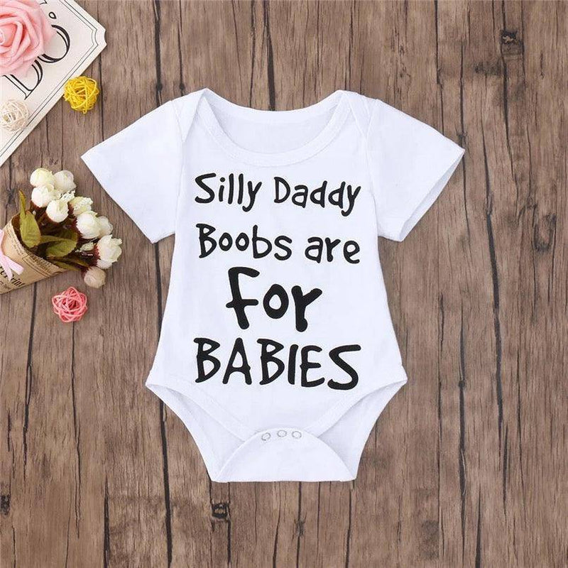 Summer Baby Boy Girl Letter Jumpsuit White