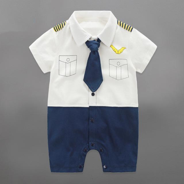 Summer Baby Boy Sailor Romper Jumpsuit Yellow White