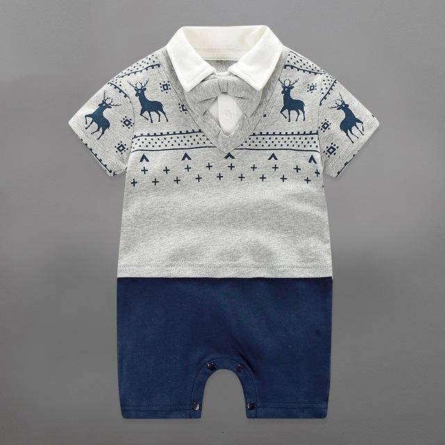 Summer Baby Boy Sailor Romper Jumpsuit Grey
