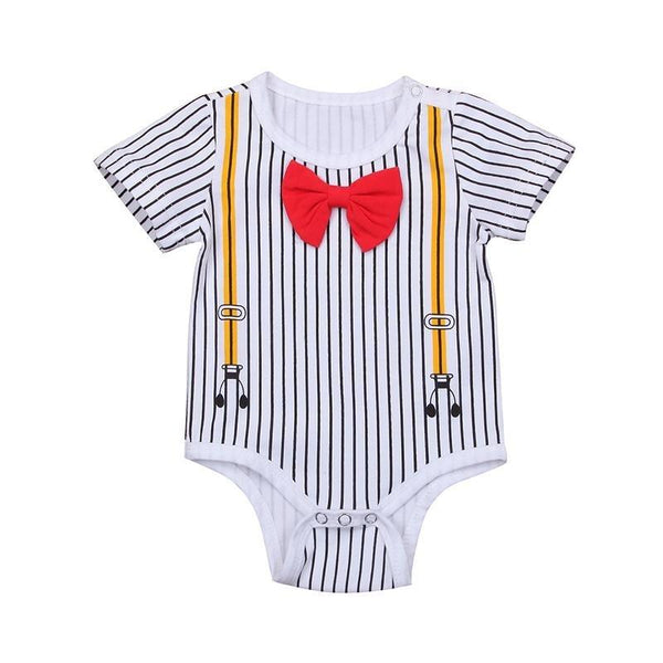 Summer Baby Boy Striped Bowtie Romper