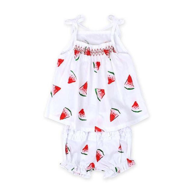 Summer Baby Girl Watermelon Printed Clothes White