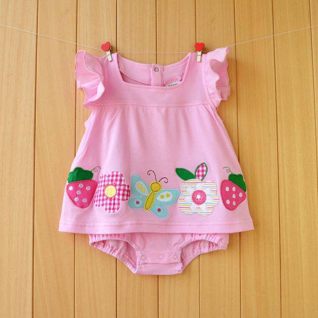 Summer Baby Girls Flower Romper Jumpsuit Pink