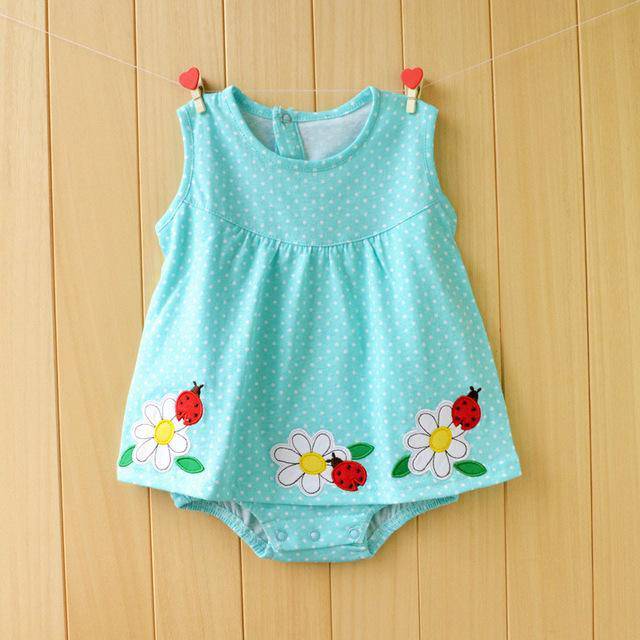 Summer Baby Girls Flower Romper Jumpsuit Green
