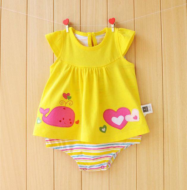 Summer Baby Girls Flower Romper Jumpsuit Yellow
