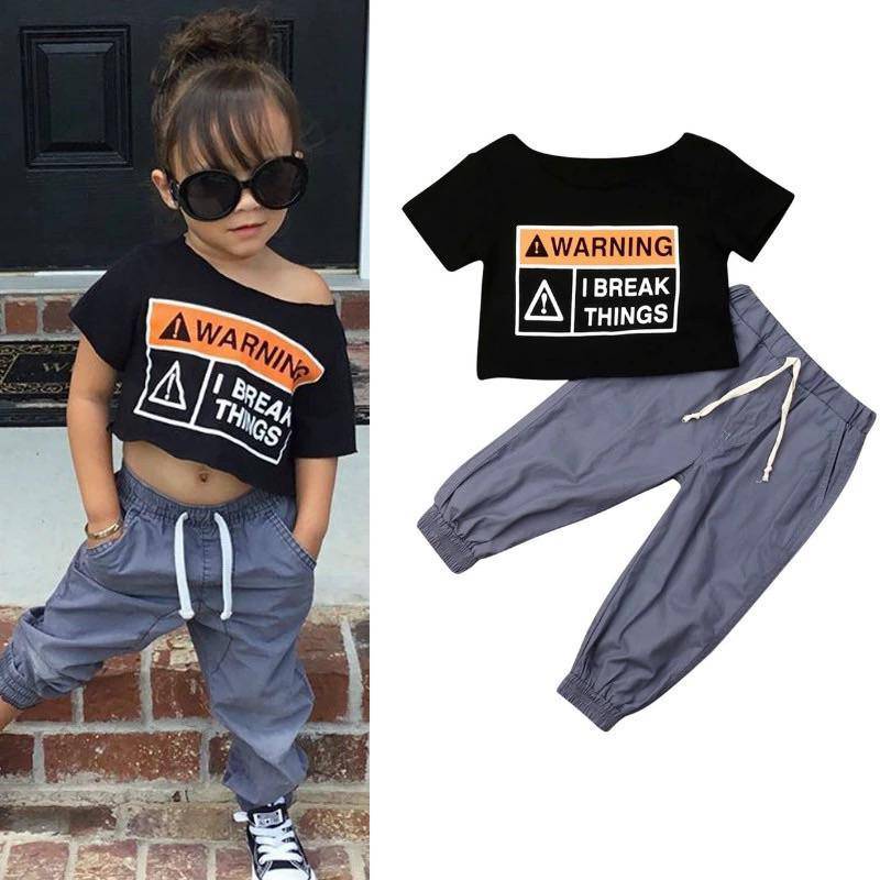 Summer Baby Kid Style Tops Long Pant Outfit