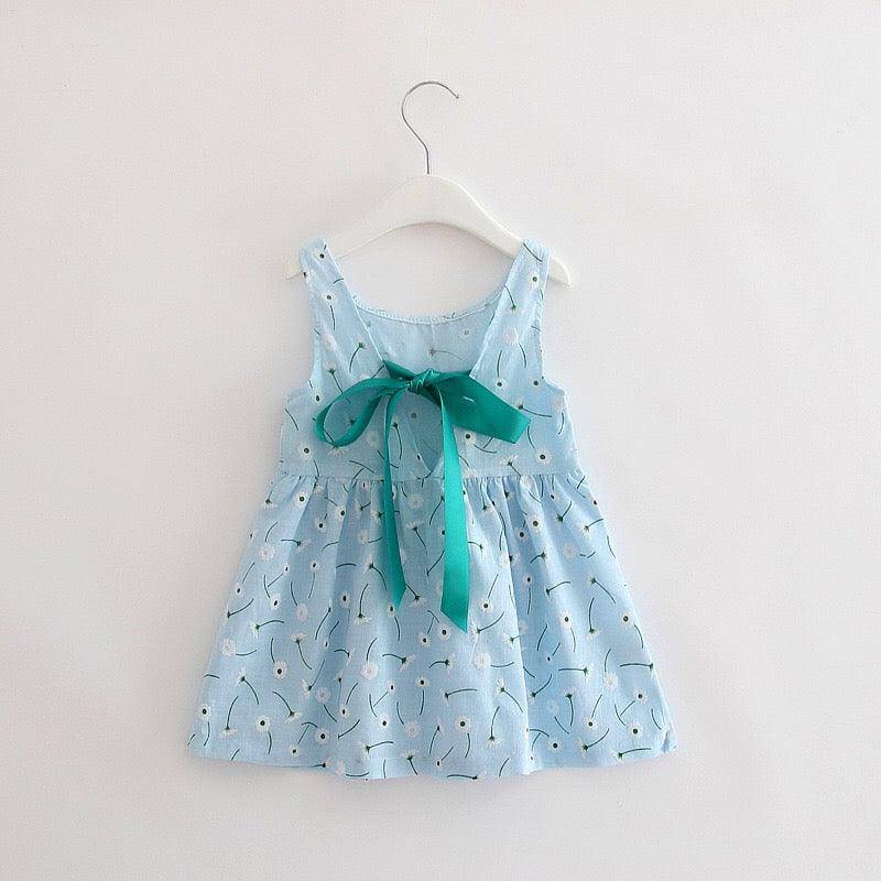 Summer Berry Floral Lace Sleeveless Back V Vest Dresses Blue