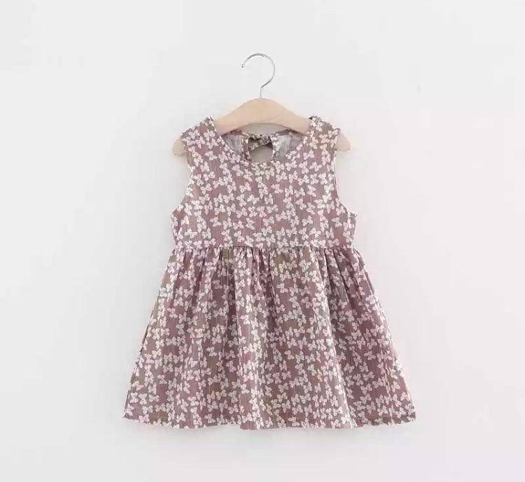 Summer Berry Floral Lace Sleeveless Back V Vest Dresses Brownbow