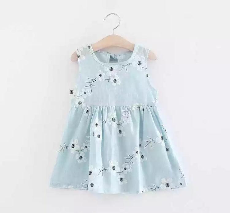 Summer Berry Floral Lace Sleeveless Back V Vest Dresses Blueflower