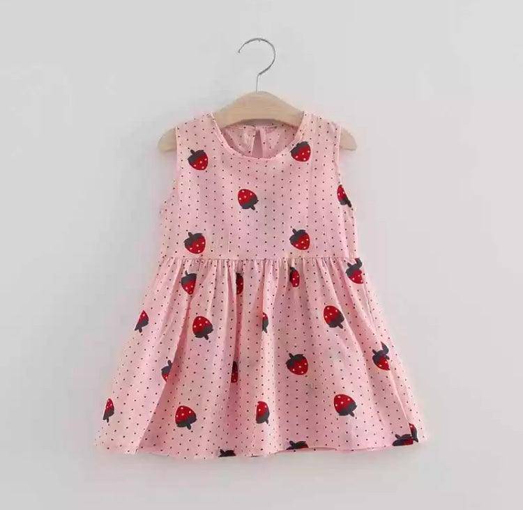Summer Berry Floral Lace Sleeveless Back V Vest Dresses Pinkstrawberry
