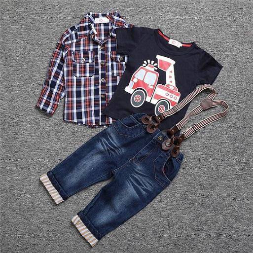 Summer Boys Short Sleeve Denim Pants Clothing Black Blue