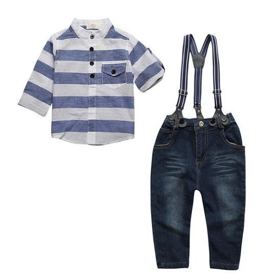 Summer Boys Short Sleeve Denim Pants Clothing LIght Blue
