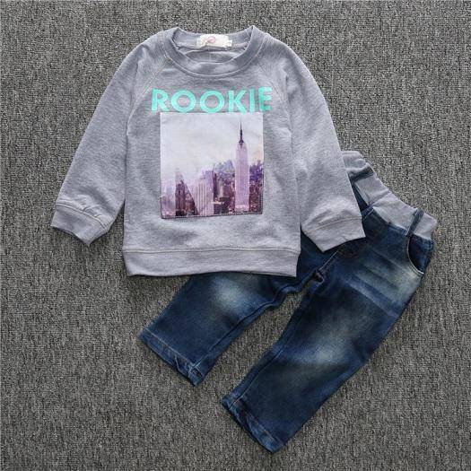 Summer Boys Short Sleeve Denim Pants Clothing Grey Blue