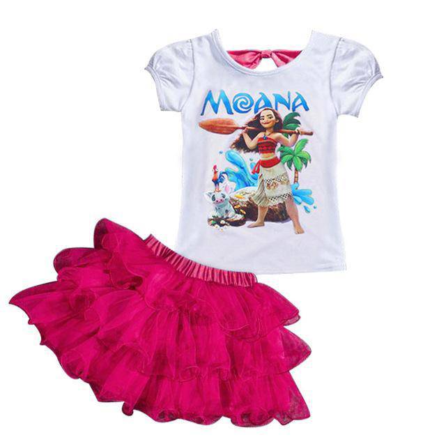 Summer Girls Moana Elsa Ice Cream Outfit Red 1