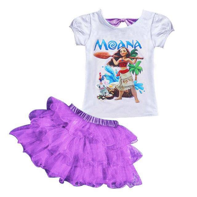 Summer Girls Moana Elsa Ice Cream Outfit Purple