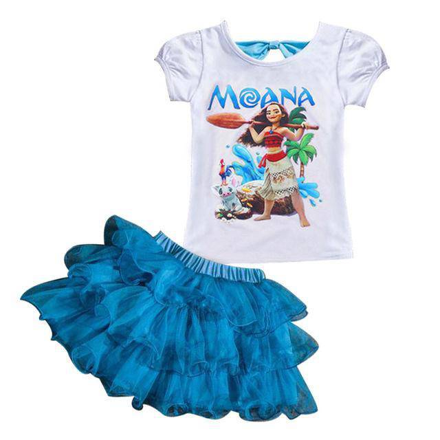 Summer Girls Moana Elsa Ice Cream Outfit Blue 4