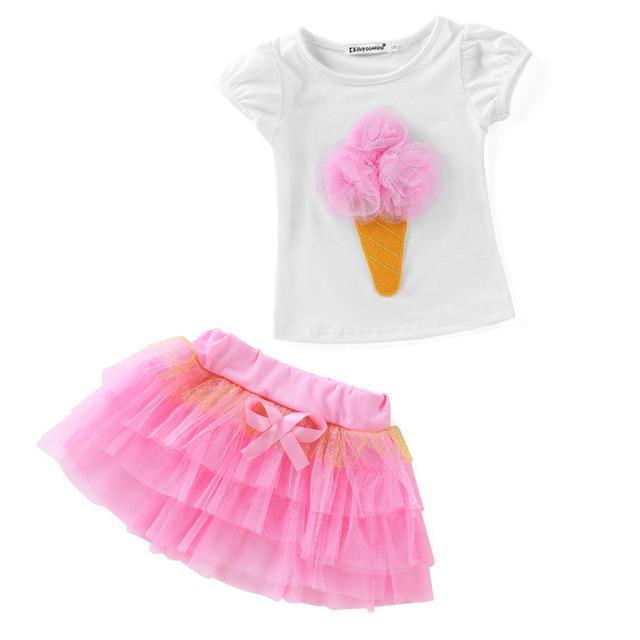 Summer Girls Moana Elsa Ice Cream Outfit Blue 3