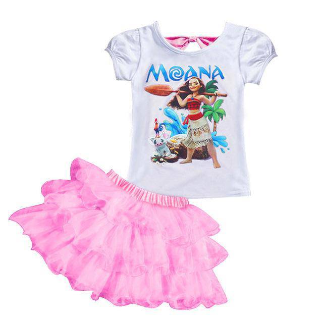Summer Girls Moana Elsa Ice Cream Outfit Pink 1
